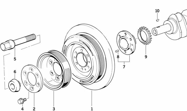 Amortiguador de vibraciones OEM 11232246511 para BMW E36, E34, E39, E38. Original BMW.