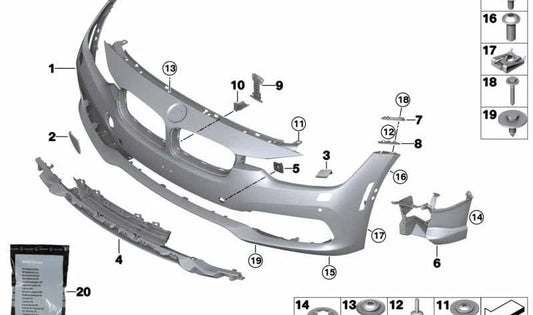 Cubreparachoques delantero OEM 51117427120 imprimado para BMW F30, F31. Original BMW