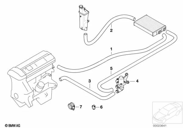 Manguera de Entrada del Motor a la Válvula de Agua para BMW E46 (OEM 64218364981). Original BMW