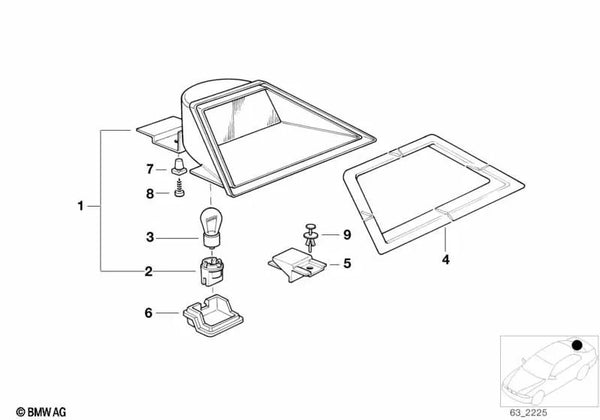 Recepción de la tercera luz de freno para BMW E38 (OEM 63258359509). Original BMW.