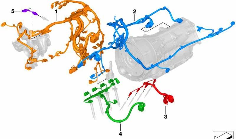 Engine Injector Module Wiring Harness for BMW G30, G31, G32, G01, G02 (OEM 12518490389). Original BMW