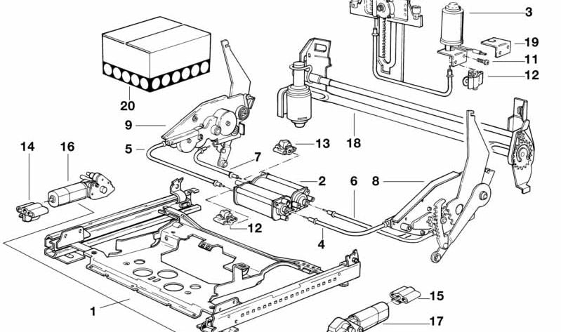 Eje de ajuste del respaldo derecha para BMW Serie 5 E34, Serie 7 E32 (OEM 52101964174). Original BMW