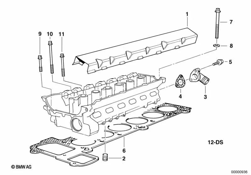 Juego de juntas de culata sin amianto para BMW Serie 3 E36 (OEM 11121740984). Original BMW.