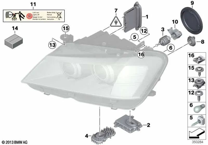 Módulo de control del faro para BMW X3 F25 (OEM 63117316214). Original BMW