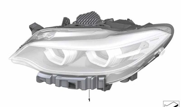 Faro delantero LED derecho con orientación adaptativa OEM 63117469786 para BMW F22, F23, F87. Original BMW.