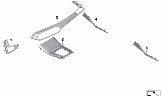 Fineline di stampaggio decorativo centrale OEM 51167996314 per BMW G05, F95. BMW originale.