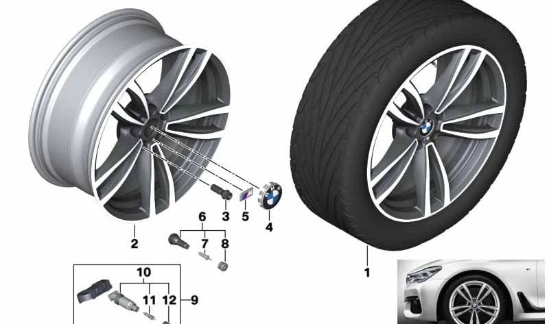 Llantas de aleación Orbitgrey OEM 36118092586 para BMW G32, G11, G12 (Modelos Serie 6, Serie 7). Original BMW.