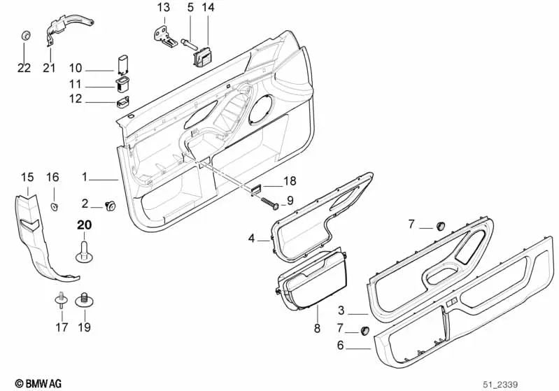 Left Front Door Lock Cover for BMW 7 Series E38 (OEM 51418150857). Genuine BMW