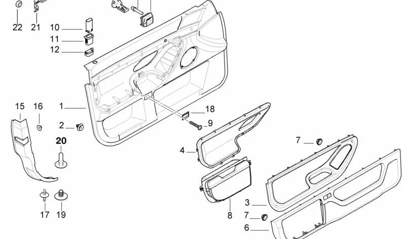 Compartimento abatible puerta delantera derecha para BMW Serie 7 E38 (OEM 51418178482). Original BMW