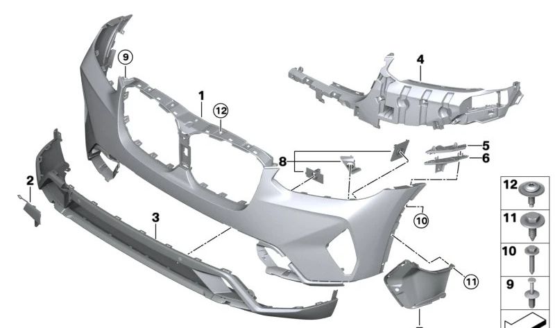 Carcasa Parachoques Imprimada Delantera para BMW X3 G01N, X4 G02N (OEM 51115A45DC6). Original BMW