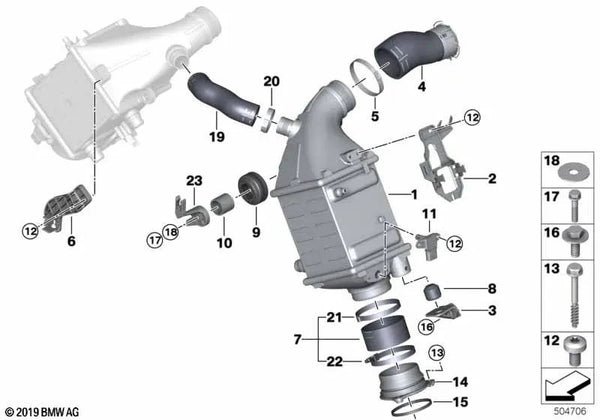 Manguera del Intercooler para BMW Serie 7 G12, G12N, X7 G07 (OEM 17517992157). Original BMW.