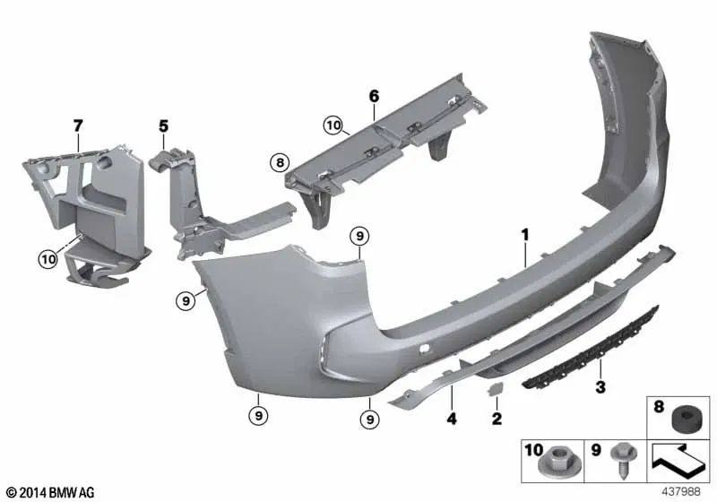 Stoßstangenhalterung links hinten für BMW X5 F85 (OEM 51128056369). Original BMW