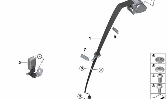 OM 721173093666 Ausgangssicherheitsgürtel für BMW F22, F87, F31, F32, F36, F82. Original BMW