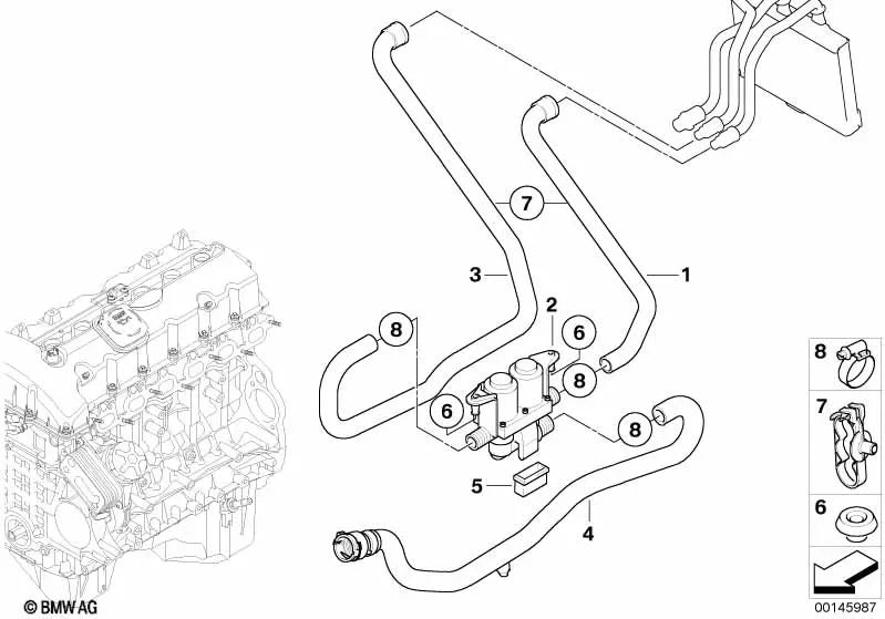 Motorrücklaufrohr für BMW E65 (OEM 64216928270). Original BMW.