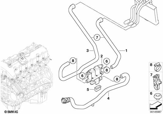 Motorrücklaufrohr für BMW E65 (OEM 64216928270). Original BMW.