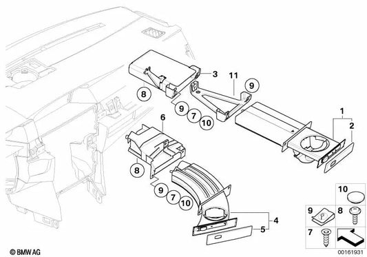 Außengetränkehalter für BMW 5er E60, E60N, E61, E61N (OEM 51457063182). Original BMW