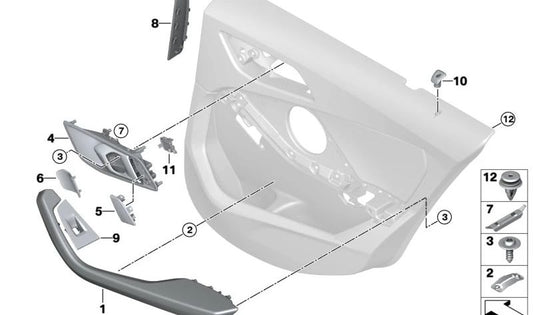 Reposabrazos trasero derecho para BMW F40, F44 (OEM 51429875670). Original BMW.