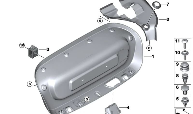 Cubierta izquierda de canal de agua OEM 51497497543 para BMW G23, G83. Original BMW.