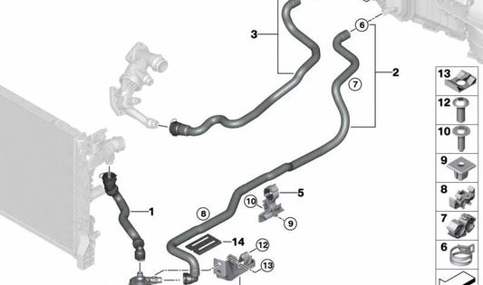 Retorne o tubo de refrigerante para BMW G32, G32N (OEM 64219348174). BMW original