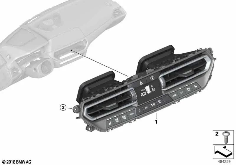 Panel de control de aire acondicionado para BMW Serie 2 G42 Serie 3 G20, G21 Serie 4 G22, G23, G26 Z4 G29 (OEM 64117910767). Original BMW.