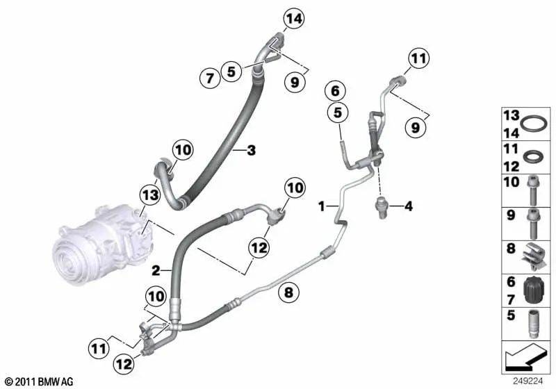 Saugleitung para BMW X3 F25, X4 F26 (OEM 64539382722). Original BMW