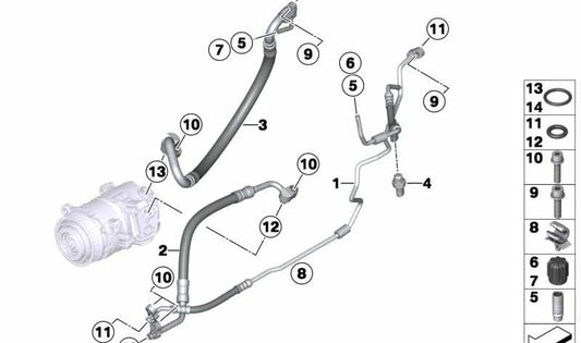 Tubería de succión para BMW F25, F26 (OEM 64539228236). Original BMW.