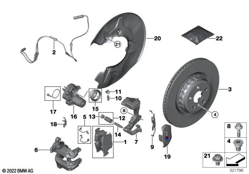 Bremsträger Azul Izquierdo para BMW G60, G70 (OEM 34208843041). Original BMW