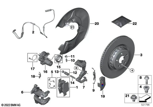 Left Blue Bremsträger for BMW G60, G70 (OEM 34208843041). Genuine BMW