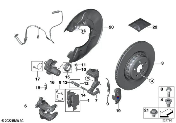 Juego de reparación de embellecedor rojo para BMW Serie 5 G60 (OEM 34208843080). Original BMW