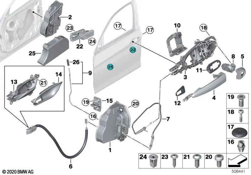 Cubierta de puerta imprimada derecha para BMW E84, F20, F21, F22, F23, E90, E91, E92, E93, F30, F31, F34, F35, F32, F33, F36, F80, F82, F83, F10, F07, F06, F12, F13, F01N, F02N, E70, E71, E72 (OEM 51217162434). Original BMW