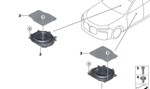 Cubierta Subwoofer Central para BMW G60, G61, G70 (OEM 65139875733). Original BMW.