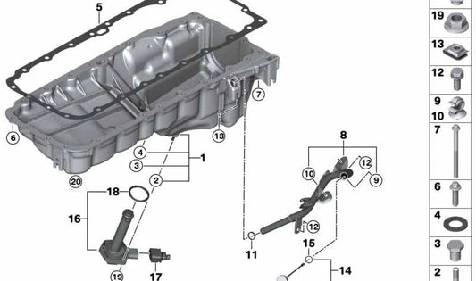 Oil pan for BMW E70N, E71 (OEM 11138573880). Genuine BMW