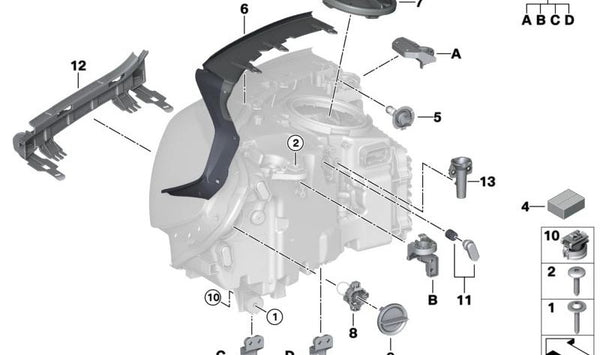 Guía de ajuste OEM 63119850436 para BMW G01, G08, F97, G02, F98. Original BMW