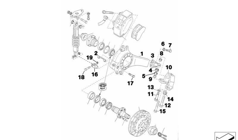 Right bracket for BMW 3 Series E46, 5 Series F10, F11 (OEM 33332486289). Original BMW