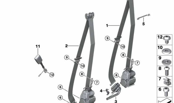 Cinturón superior para BMW X5 F15, F85, X6 F16, F86 (OEM 72117384670). Original BMW