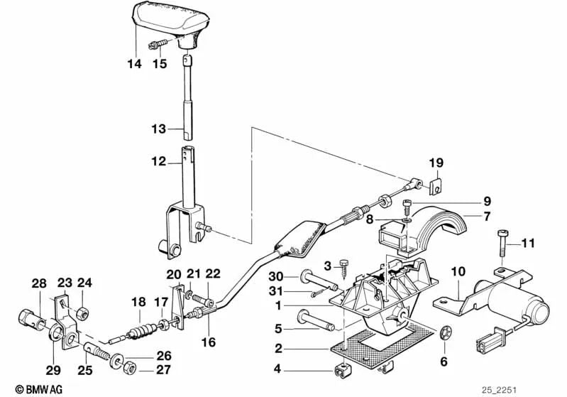 Cable amortiguador de ruido para BMW E34 (OEM 25161219070). Original BMW