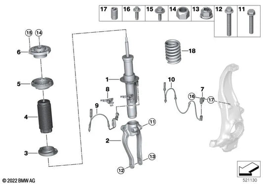 Amortiguador adicional delantero para BMW Serie 5 G30, G31 (OEM 31336866787). Original BMW