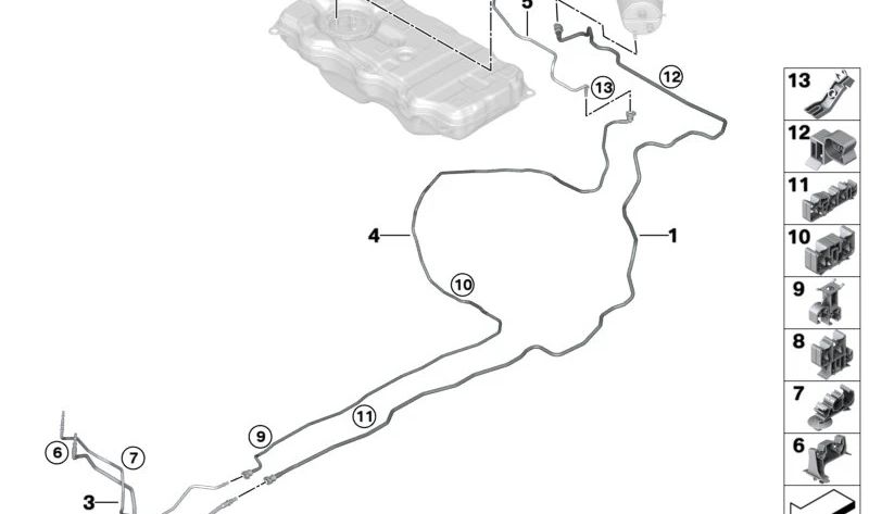 Clip for BMW 2 Series G42, G87, 3 Series G20, G21, G28, G80, G81, 4 Series G22, G23, G26, G82, G83 (OEM 16135A1A325). Genuine BMW