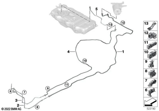 Tubería de combustible delantera para BMW Serie 3 G20, G21, G28, Serie 4 G22, G23 (OEM 16127449027). Original BMW.