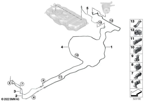 Clip para BMW Serie 3 G20, G21, Serie 5 F90, G30, G31, G38, Serie 6 G32, Serie 7 G11, G12, X5 G05 (OEM 16137385409). Original BMW