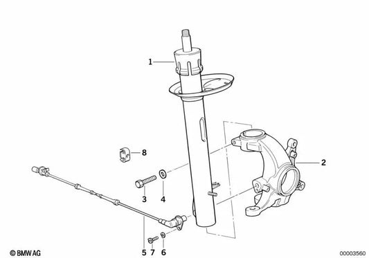 Schwenklager derecho para BMW E34 (OEM 31211140928). Original BMW