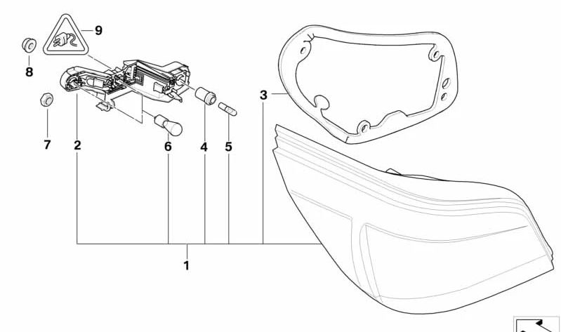 Piloto trasero izquierdo, intermitente blanco para BMW E60, E60N (OEM 63217361593). Original BMW