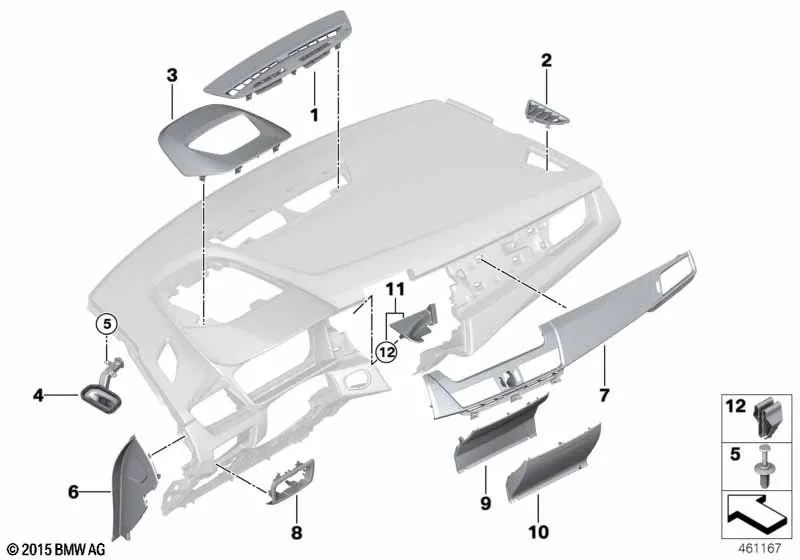 Blende Centerstack for BMW 2 Series F45, F45N, F46, F46N (OEM 51169316997). Genuine BMW