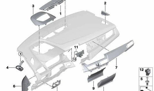 Embellecedor central OEM 51459365093 para BMW F45, F46. Original BMW.