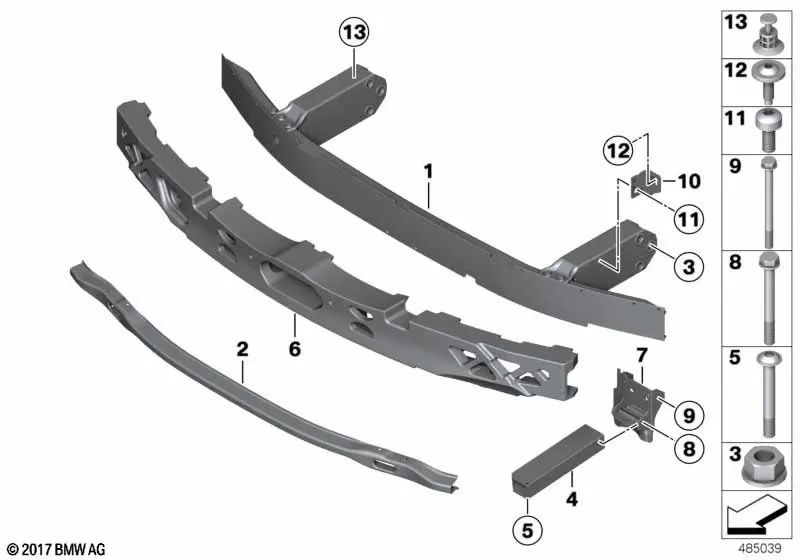 Amortiguador superior para BMW modelos F07, F07N (OEM 51118050018). Original BMW