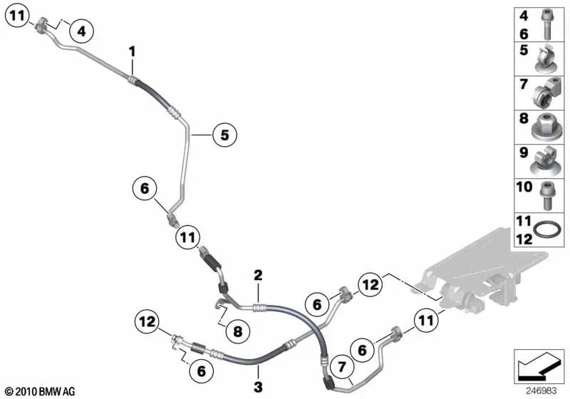 Soporte para BMW Serie 1 E87N, Serie 3 E90, E91, E92, E93, Serie 7 E32, Serie 8 E31, X1 E84, X6 E72 (OEM 12521724609). Original BMW