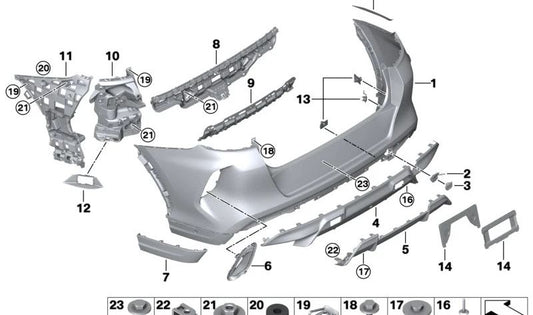 Suporte ao canto esquerdo OEM 51128075211 para BMW F96 (x6 m). BMW original.