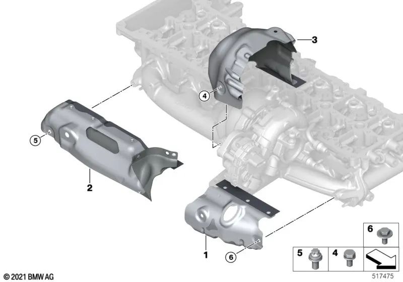 Placa de Protección Térmica del Colector de Escape para BMW G20, G20N, G21, G21N Serie 3, G22, G23, G26 Serie 4, G30N, G31N Serie 5, G32N Serie 6, G11N, G12N, G70 Serie 7, G01, G01N X3, G02, G02N X4, G05, G05N X5, G06, G06N X6 (OEM 11628598172). Original