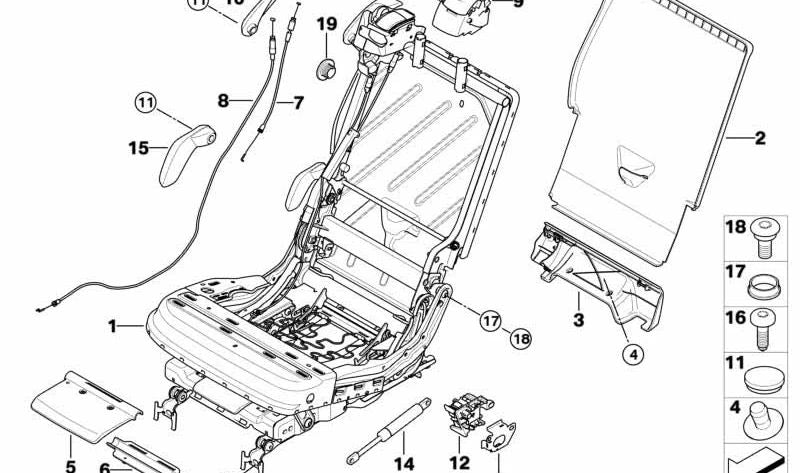 Cable Bowden Easy Entry para BMW X5 E70 (OEM 52209149468). Original BMW