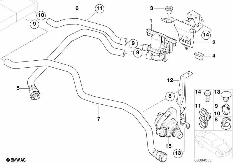 Additional water pump for BMW E53 (OEM 64116913489). Genuine BMW.